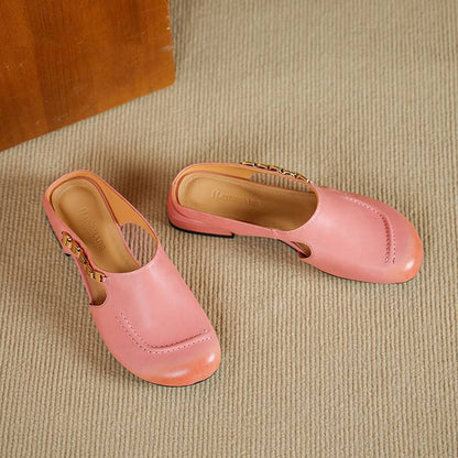 Galia Round-Toe Genuine Leather Mules