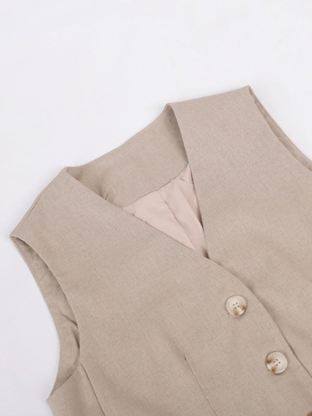 Sarah V-neck Pleated Wide-leg Pants Suit