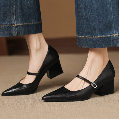 Breya Genuine Leather Heels