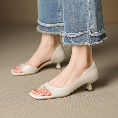 Celin Peep Toe Genuine Leather Heels