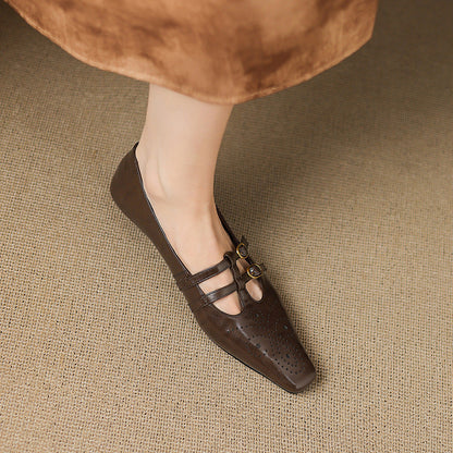 Ceyla | Brogued Double-Strap Mary Jane Flat