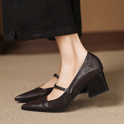 Breya Genuine Leather Heels