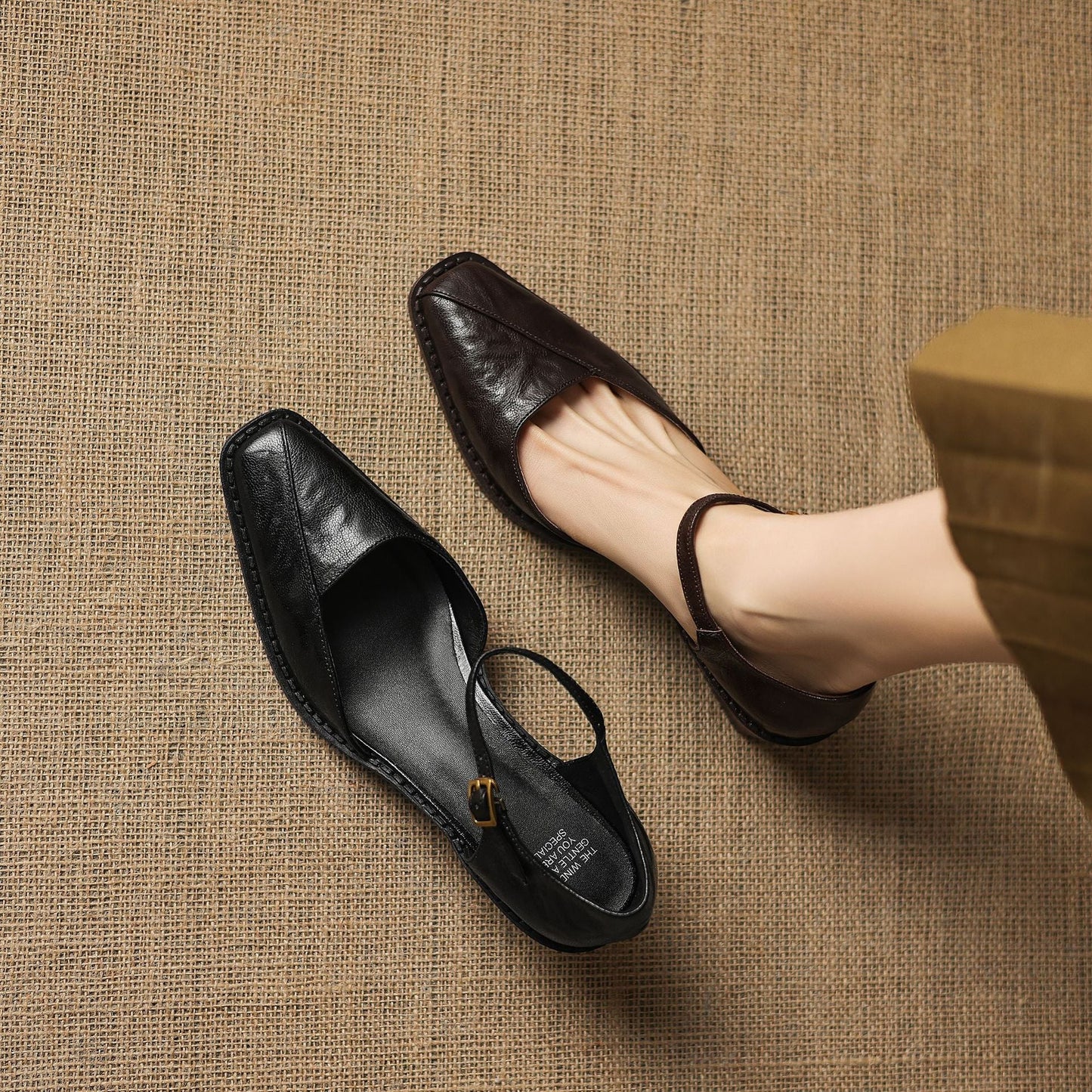 Elra Genuine Leather Mary Jane Heels