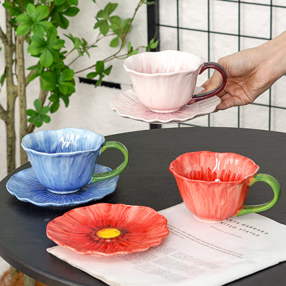 Poppy Flowers Tea Cup Set