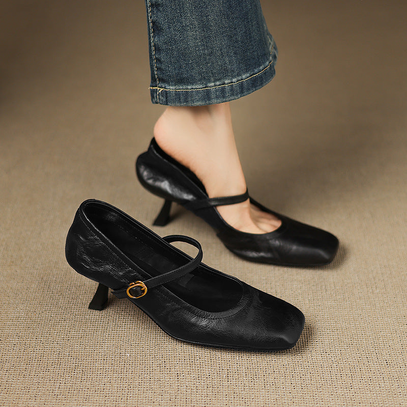 Lizel Genuine Leather Heels