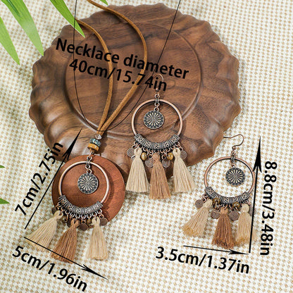 Leilani Bohemian Tassel Necklace Earrings Set