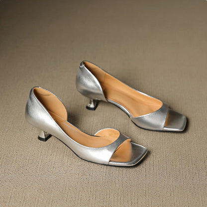 Celin Peep Toe Genuine Leather Heels