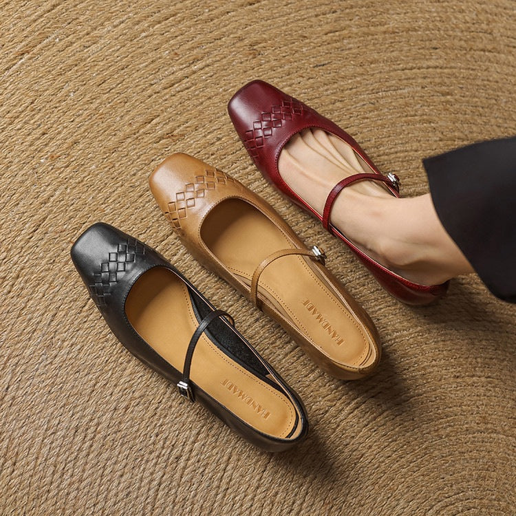 Velin Genuine Leather Mary Jane Flats