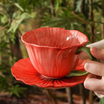 Poppy Flowers Tea Cup Set