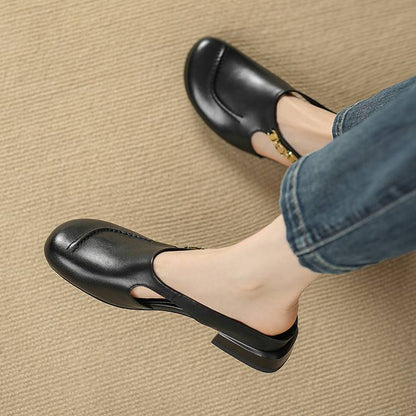 Galia Round-Toe Genuine Leather Mules