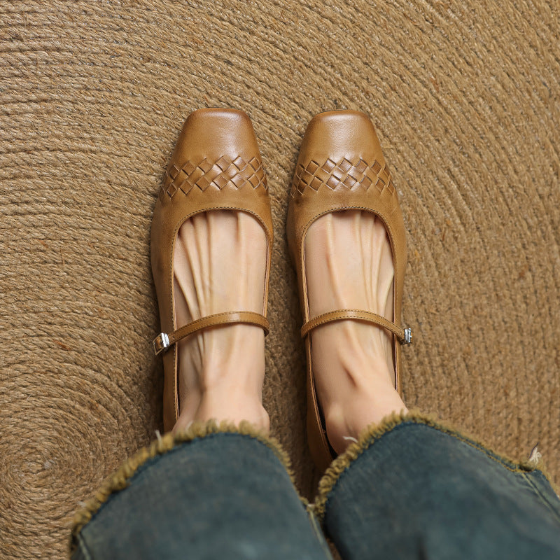 Velin Genuine Leather Mary Jane Flats