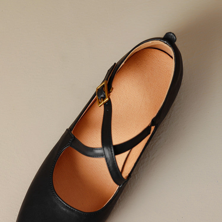 Gisel Genuine Leather Crisscross Flats