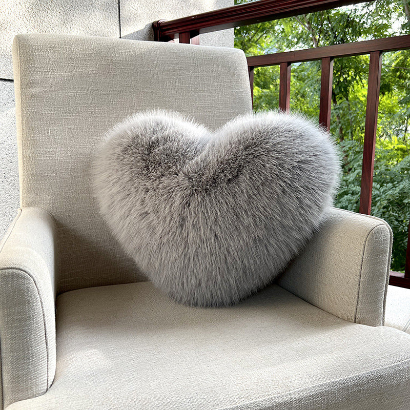 Fluffy Heart Plush Pillow