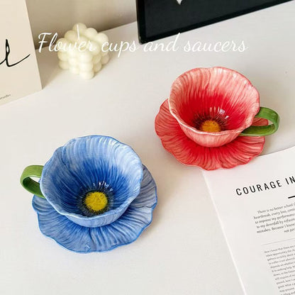Poppy Flowers Tea Cup Set