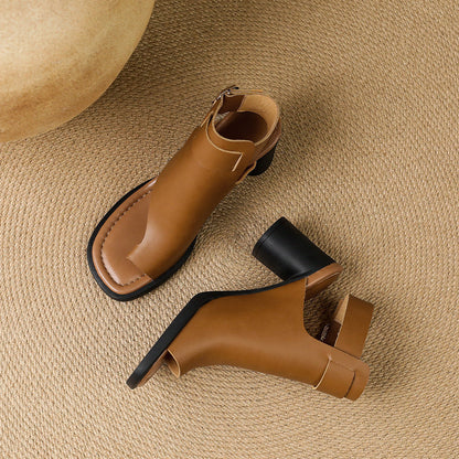Zela Genuine Leather Cuff Heels
