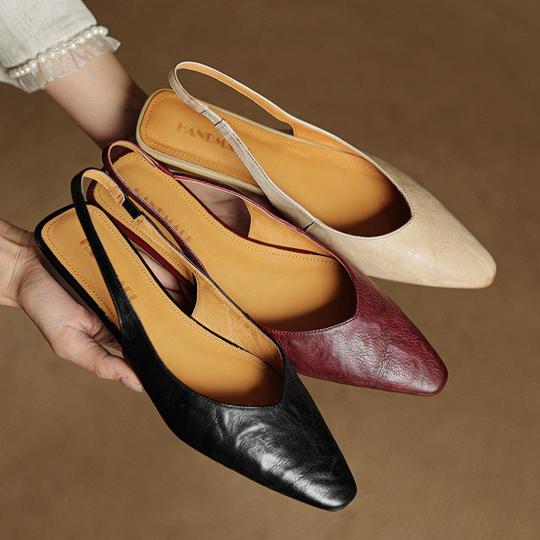 Cadie Genuine Leather Slingbacks