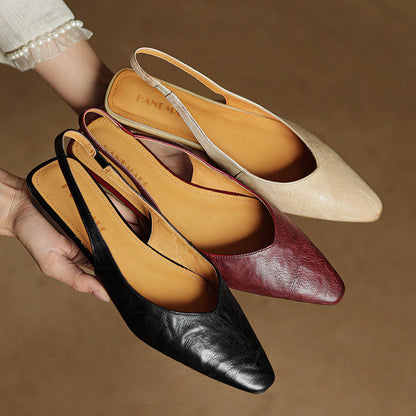 Cadie Genuine Leather Slingbacks