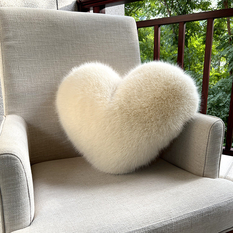 Fluffy Heart Plush Pillow