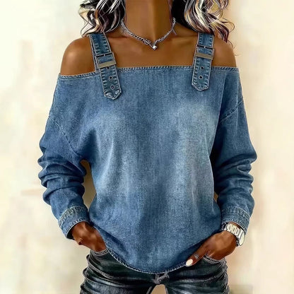 Serena Denim Off Shoulder Top