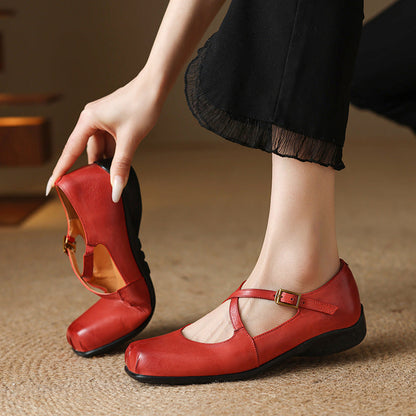 Gisel Genuine Leather Crisscross Flats