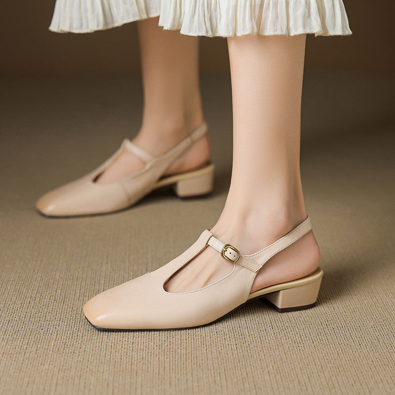 Jessi T-Strap Genuine Leather Heels