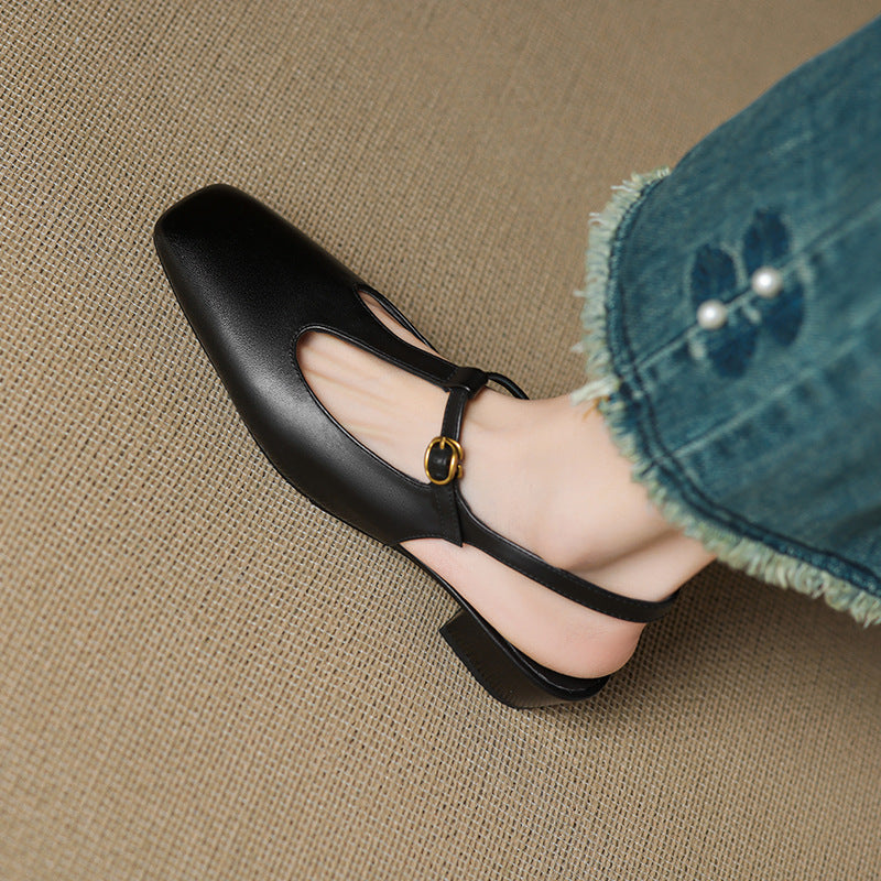 Jessi T-Strap Genuine Leather Heels