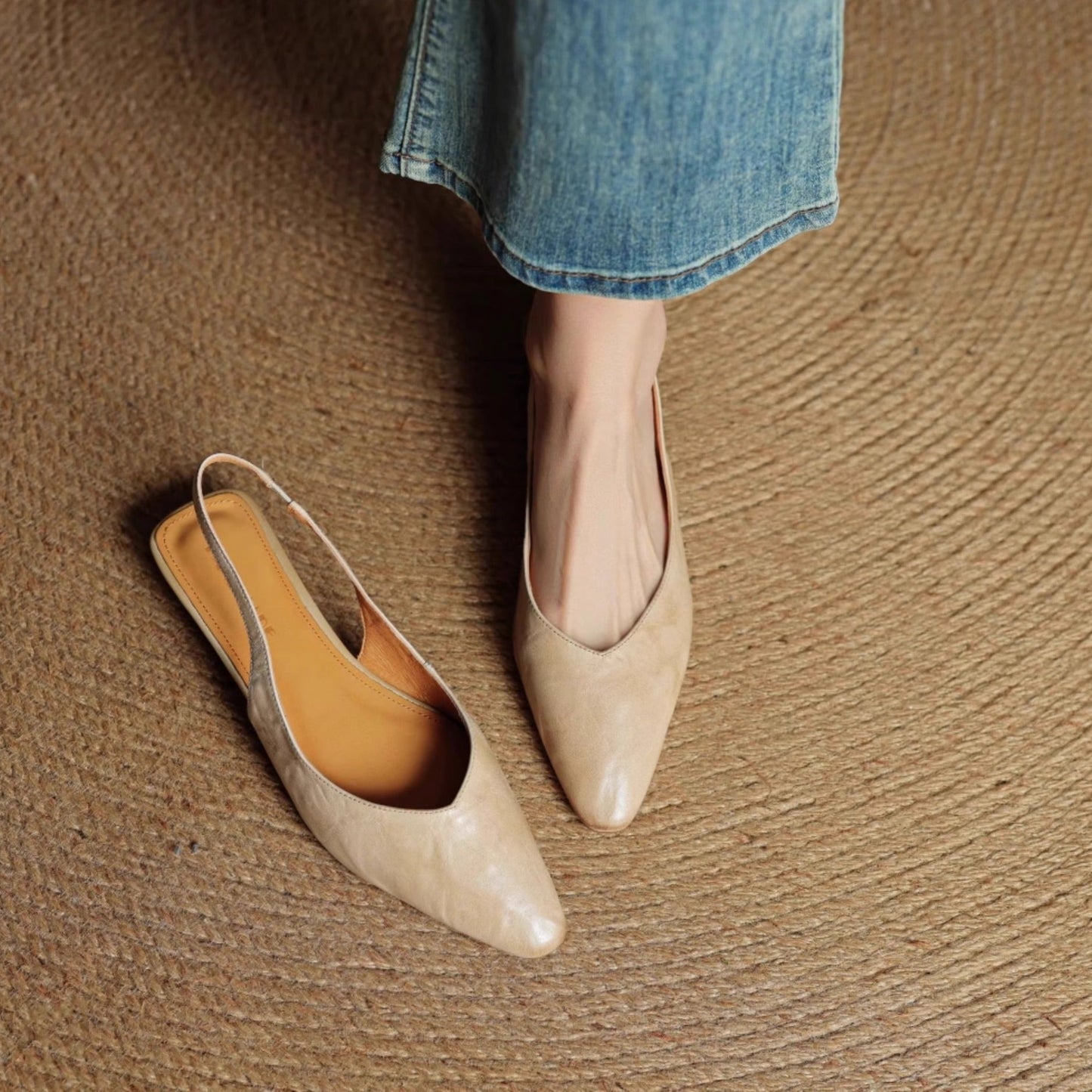 Cadie Genuine Leather Slingbacks