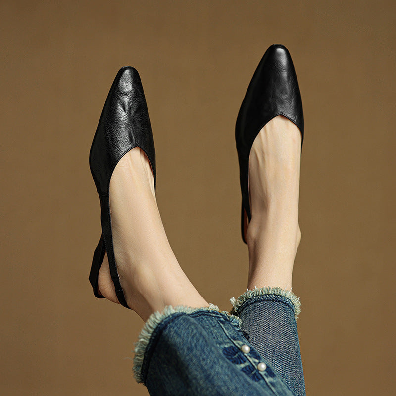 Cadie Genuine Leather Slingbacks