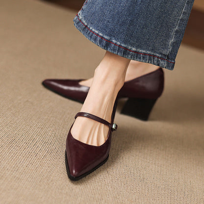 Breya Genuine Leather Heels