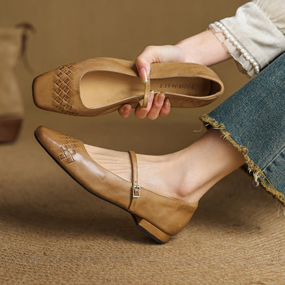 Velin Genuine Leather Mary Jane Flats
