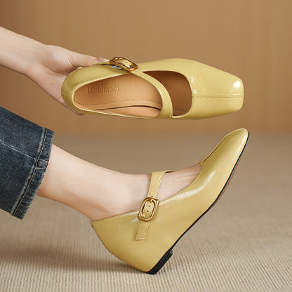 Viora Genuine Leather Mary Jane Heels