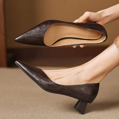 Aelya Genuine Leather Heels