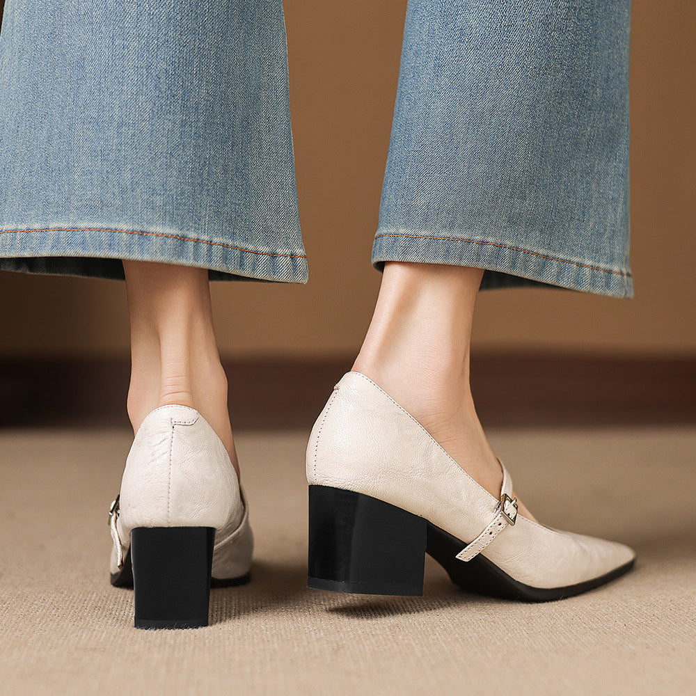 Breya Genuine Leather Heels