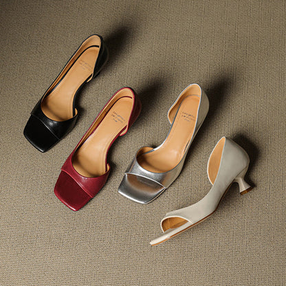 Celin Peep Toe Genuine Leather Heels