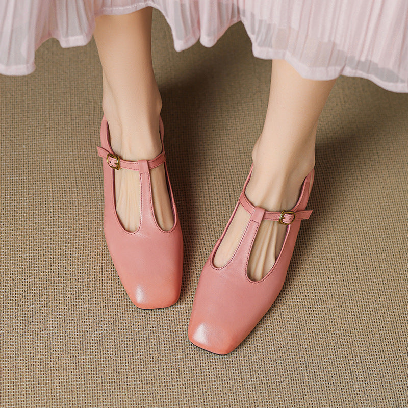 Jessi T-Strap Genuine Leather Heels