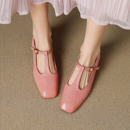 Jessi T-Strap Genuine Leather Heels