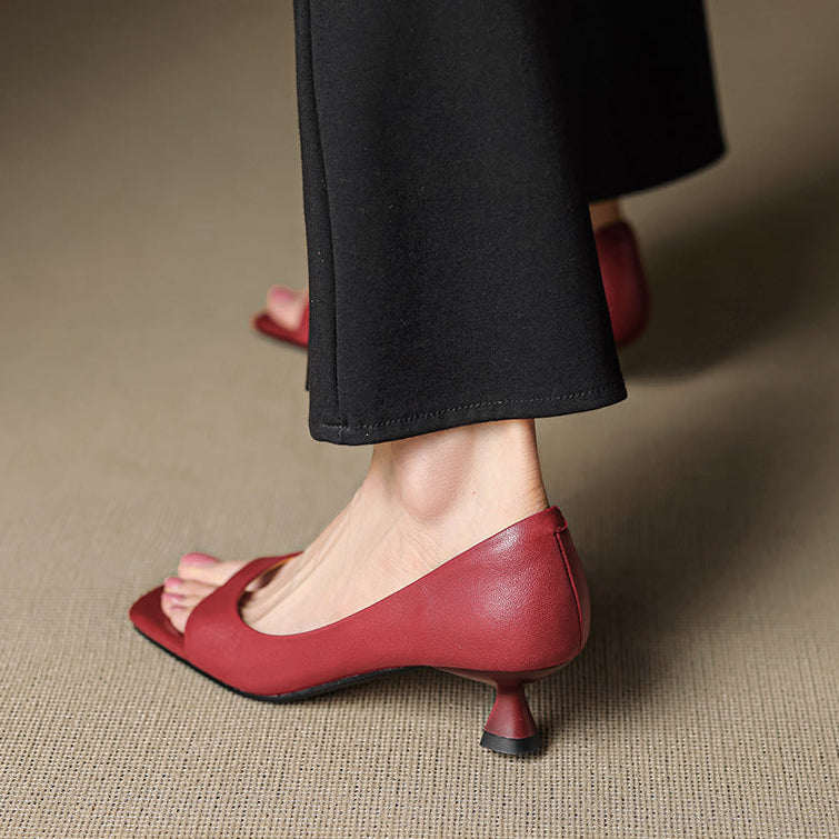 Celin Peep Toe Genuine Leather Heels