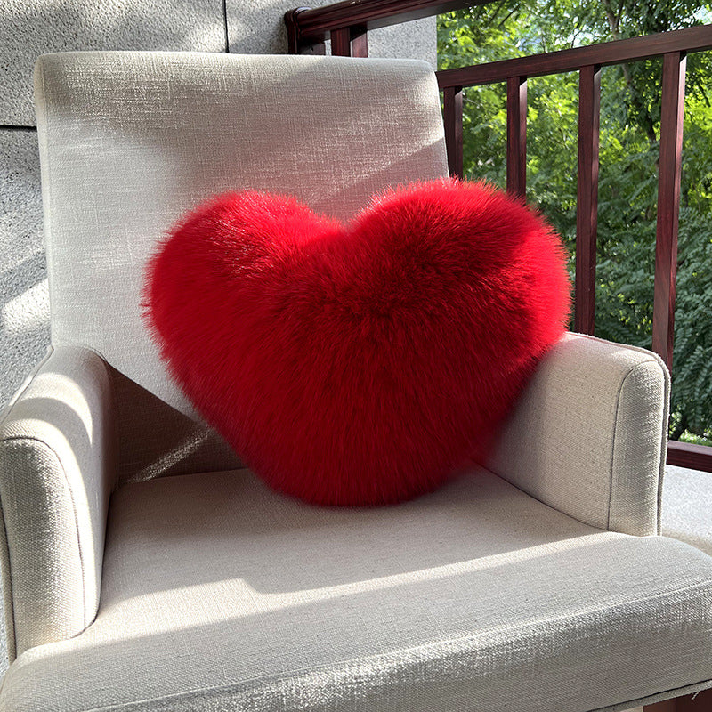 Fluffy Heart Plush Pillow