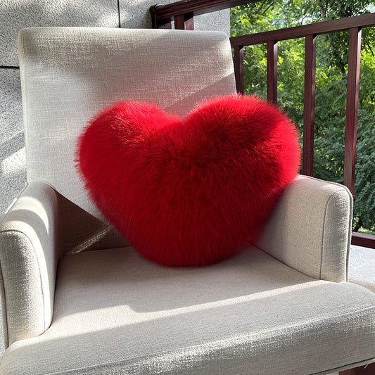 Fluffy Heart Plush Pillow