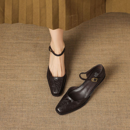 Elra Genuine Leather Mary Jane Heels