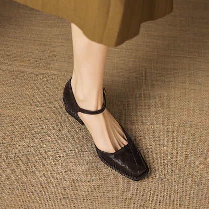Elra Genuine Leather Mary Jane Heels