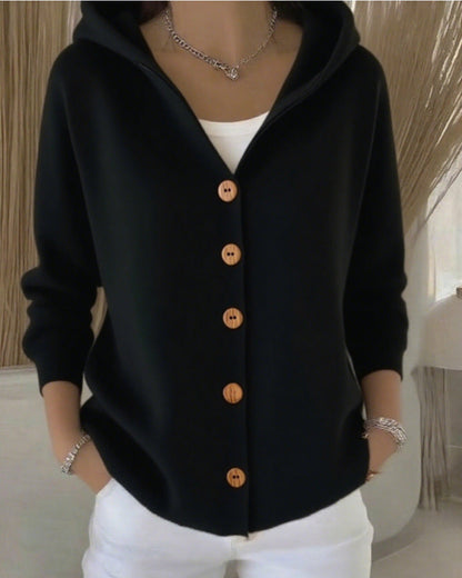 Darienne™ | Hooded Button-Up Knit Cardigan