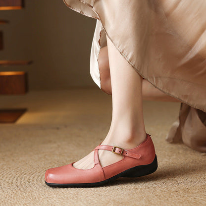 Gisel Genuine Leather Crisscross Flats