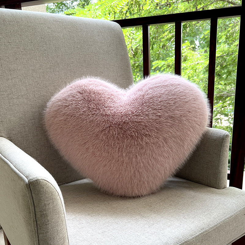 Fluffy Heart Plush Pillow