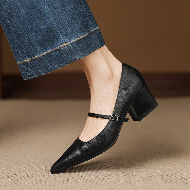 Breya Genuine Leather Heels
