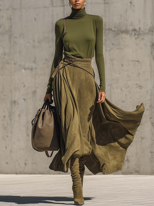 Madison Turtleneck Top and Maxi Skirt Set