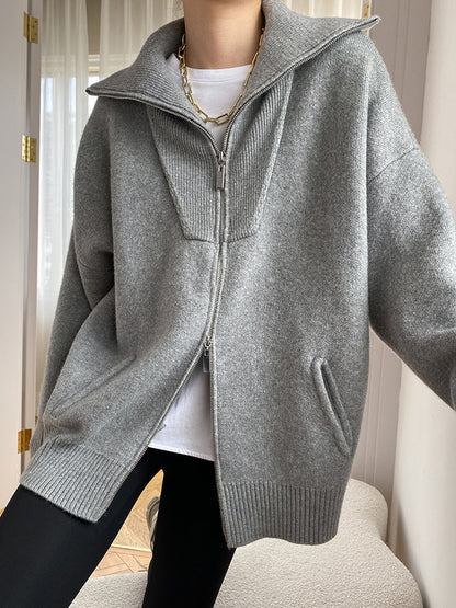 Casual Oversized Open Collar Cardigan