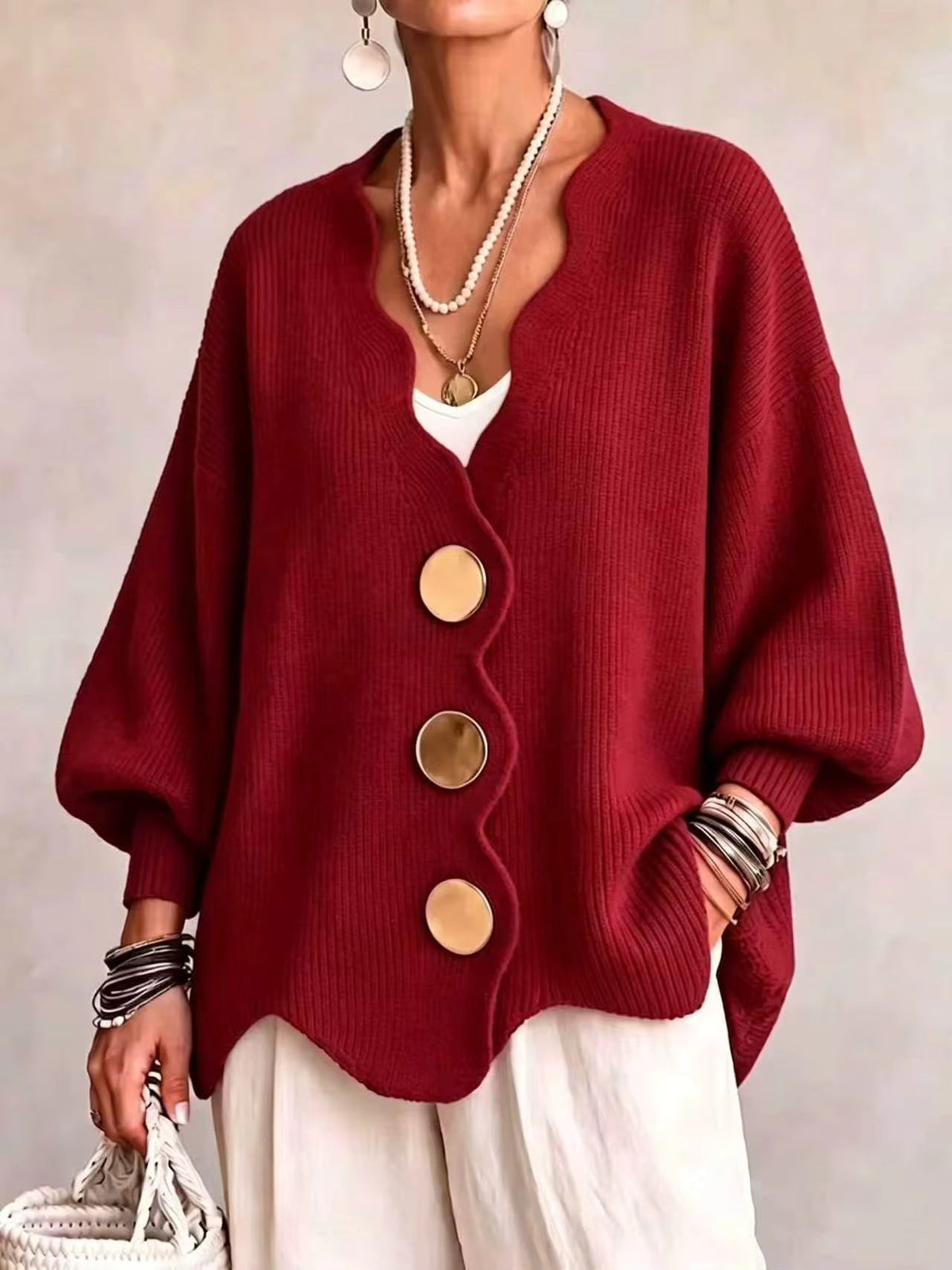 Carla | Loose Button Knit Cardigan