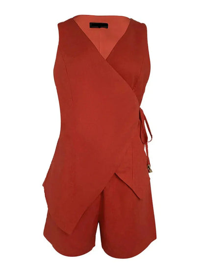 Aaliyah Linen V-neck Top and Shorts Set