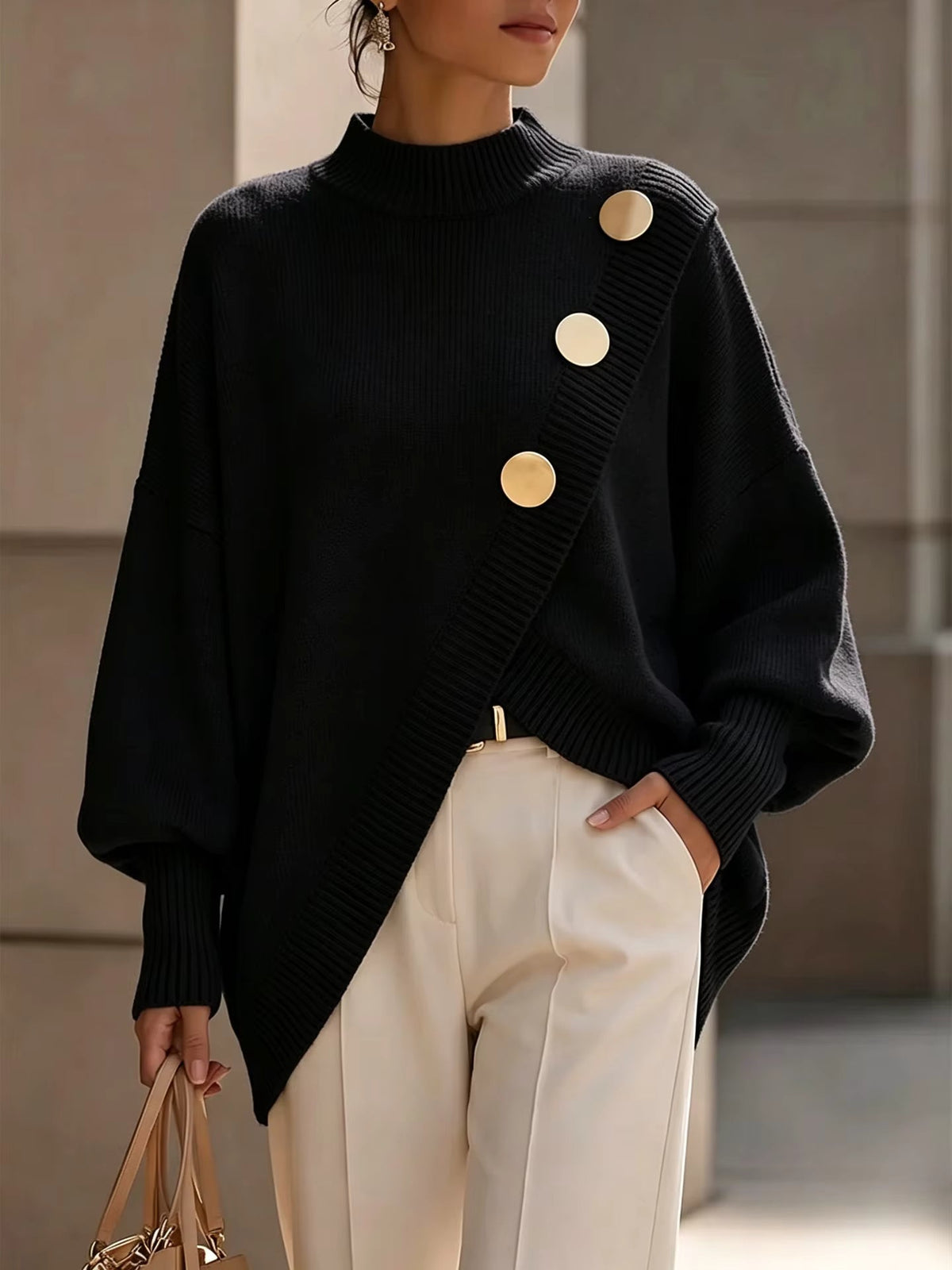 Celia | Button Detail Knit Sweater